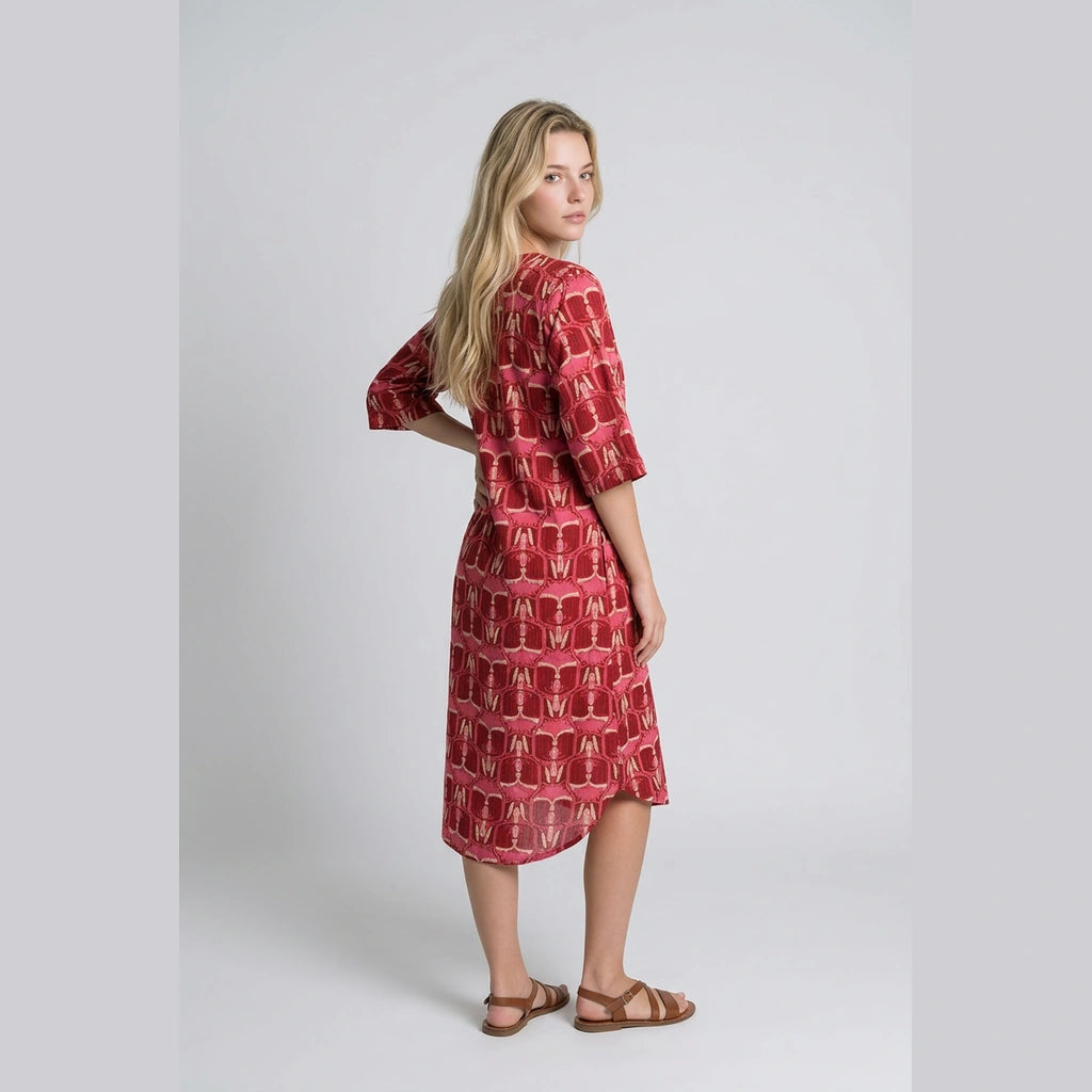 Fuchsia Lotus Midi Dress