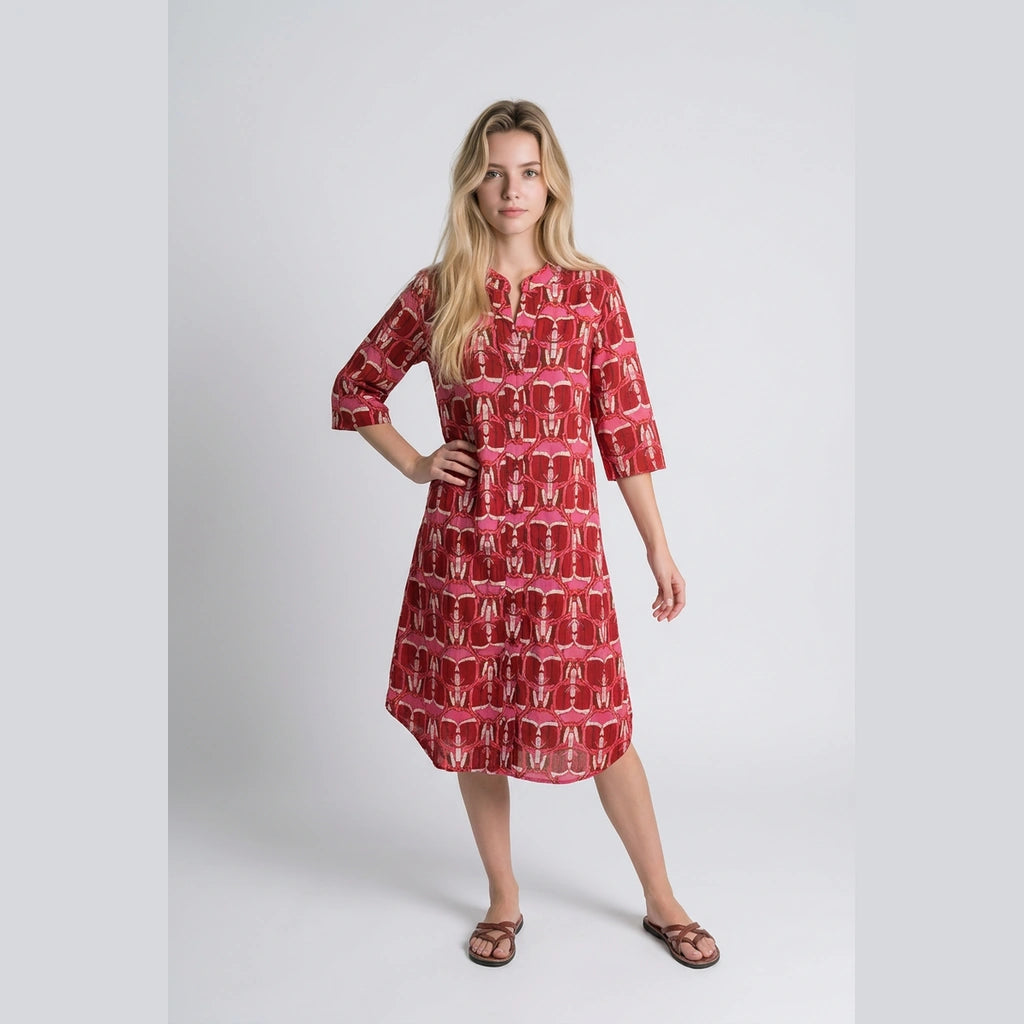 Fuchsia Lotus Midi Dress