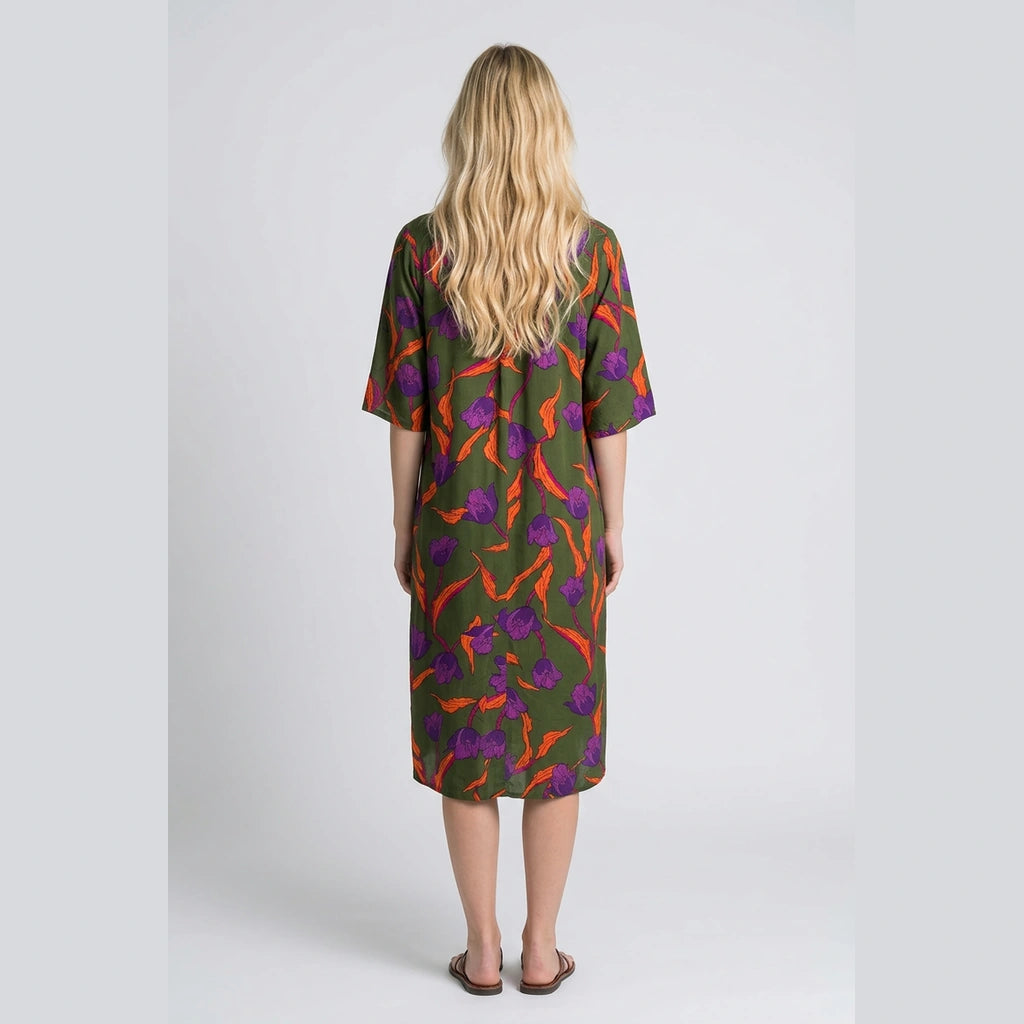Green Lotus Midi Dress