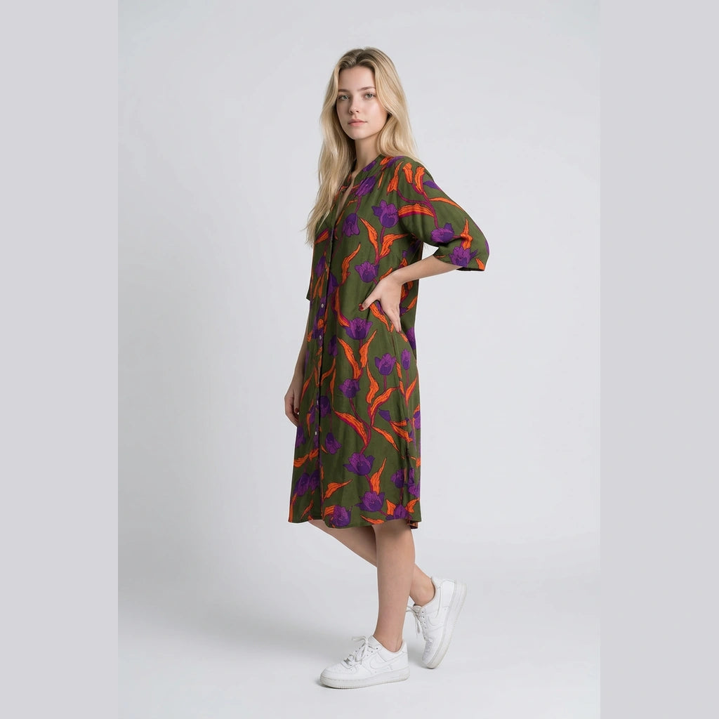 Green Lotus Midi Dress