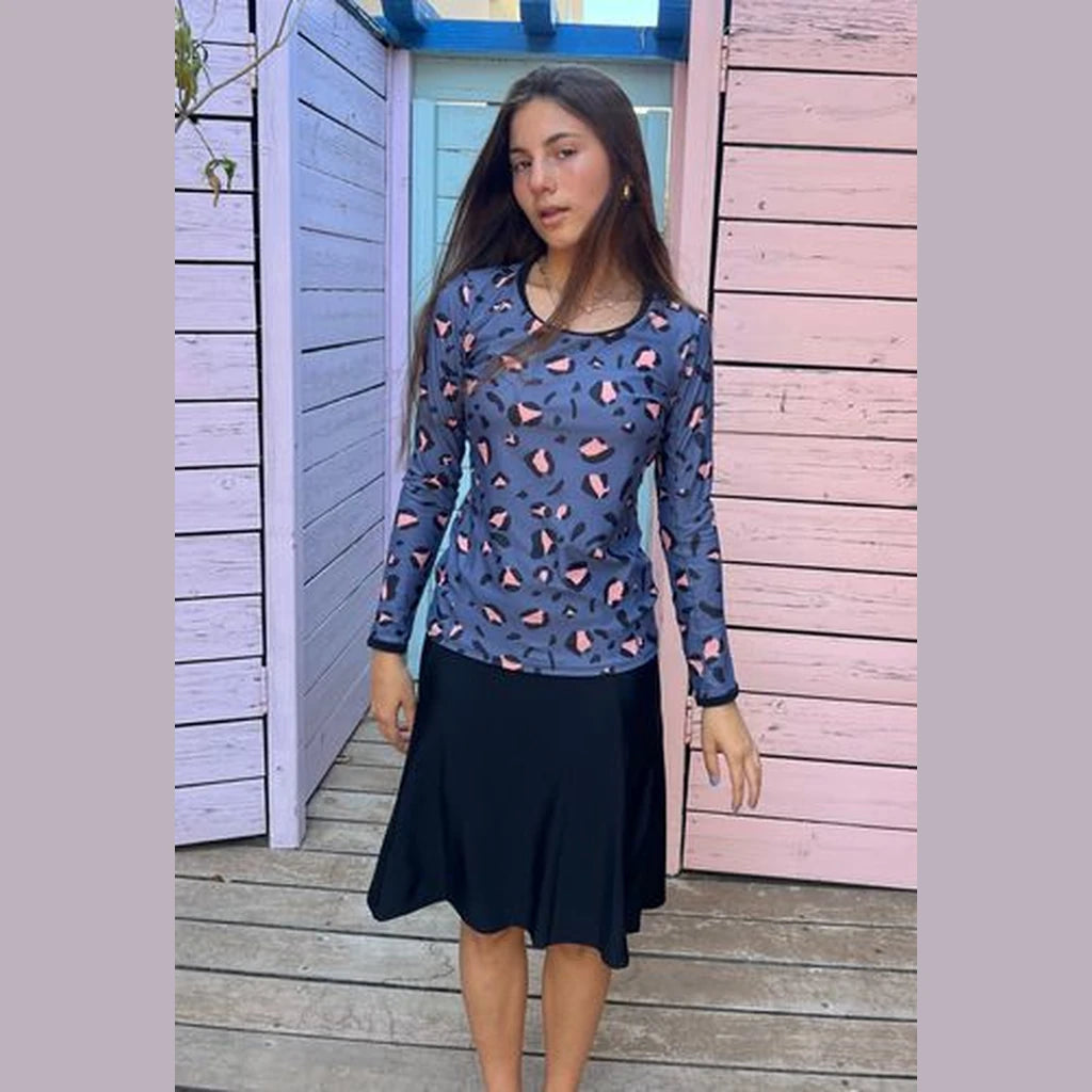 Modest Swimwear – Blue Leopard (Long)