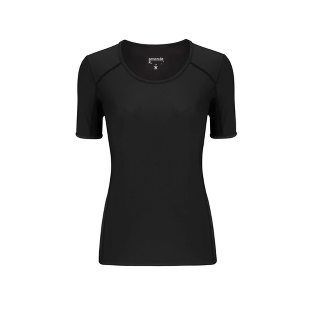 Modest Swim Top with Short Sleeves – Black XS–3XL