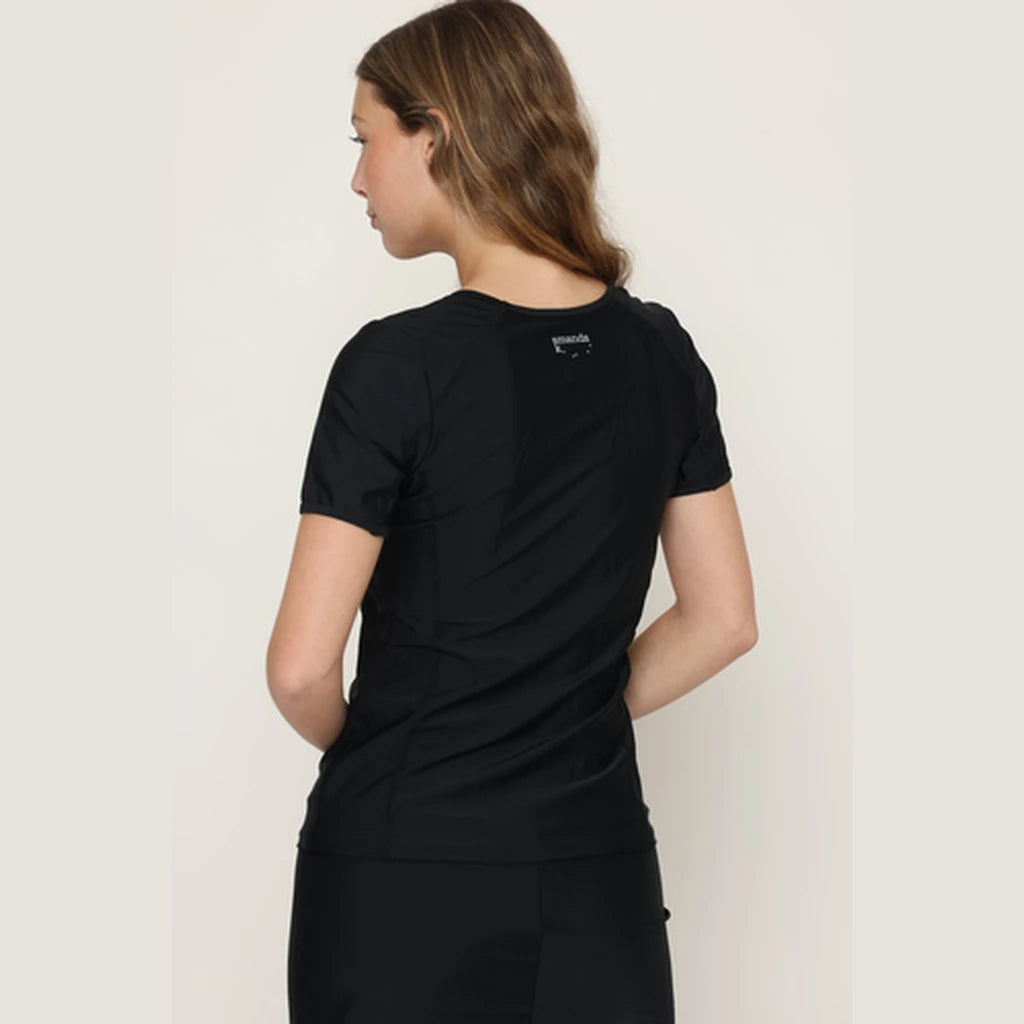 Modest Swim Top with Short Sleeves – Black XS–3XL