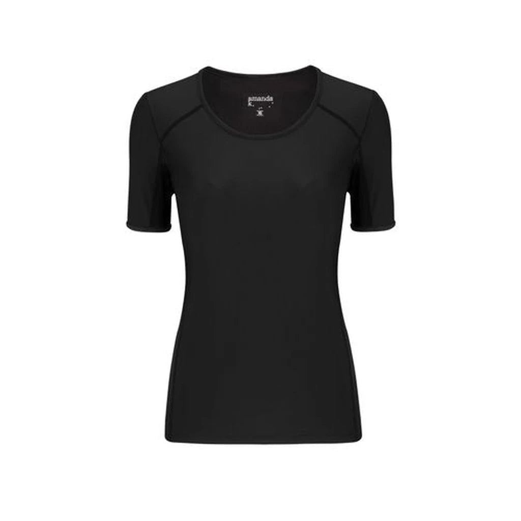 Modest Swim Top with 3/4 Sleeves – Black XS–3XL