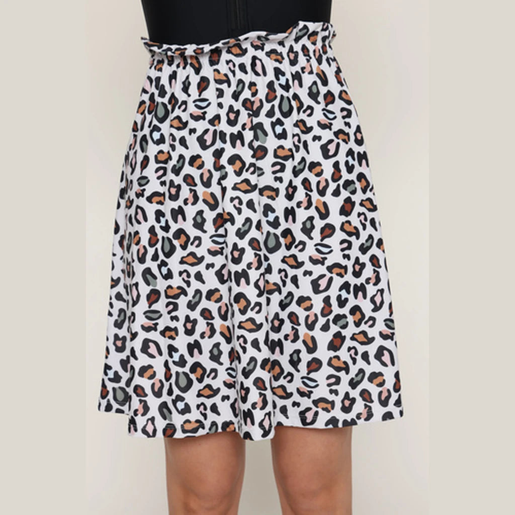White Leopard Swim Skirt (Leggings Not Included)