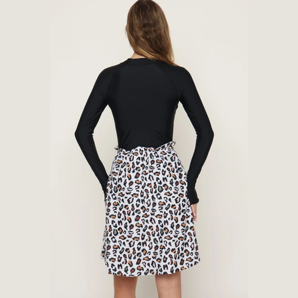 White Leopard Swim Skirt (Leggings Not Included)