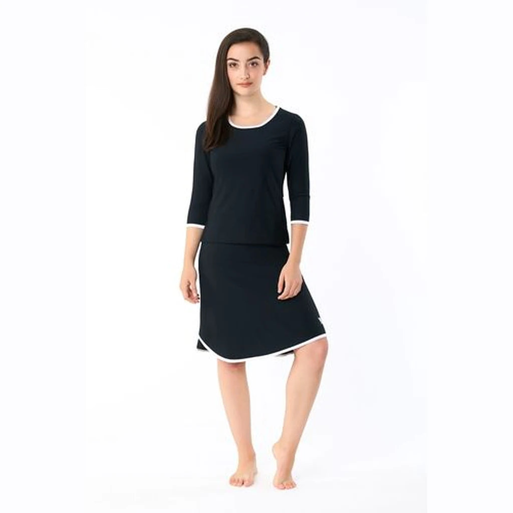 Sporty Black Modest Swimwear (Long) with 3/4 Sleeves XS–3XL