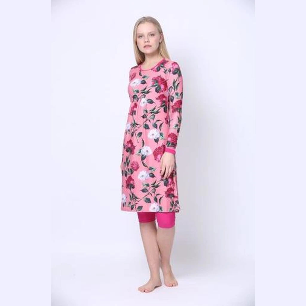 Pink Floral Modest Swim Tunic | Available in S & M Only