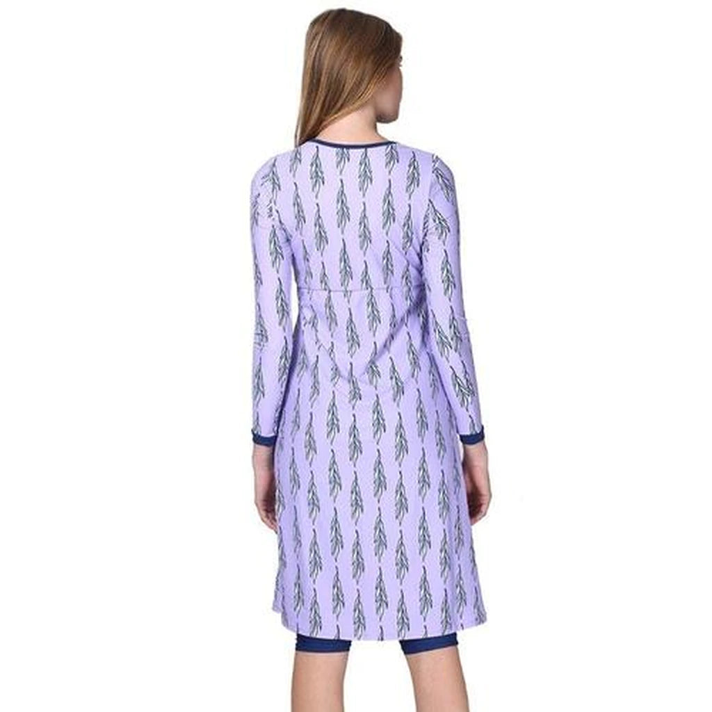 Purple Leaves Modest Swim Tunic