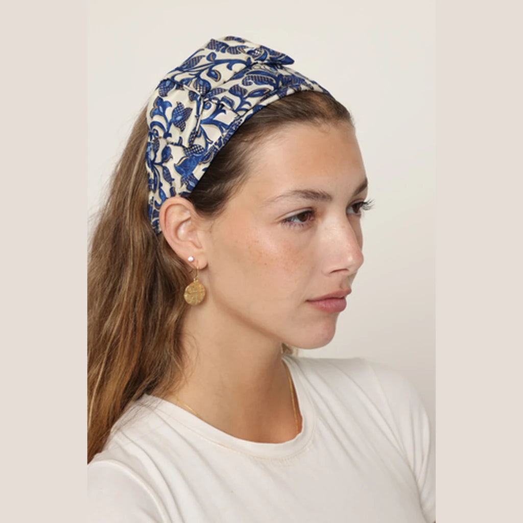 Blue Paisley Bow Headband