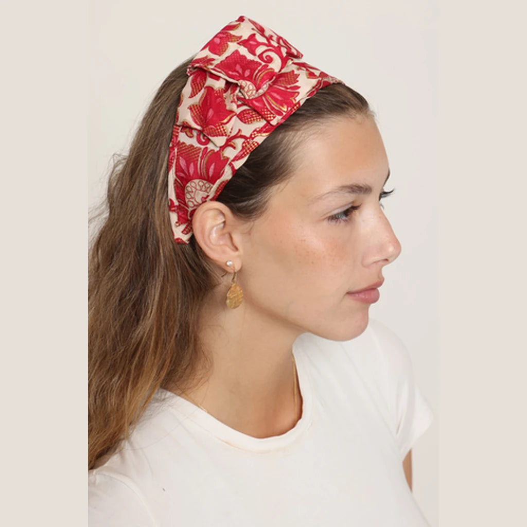 Red Paisley Bow Headband