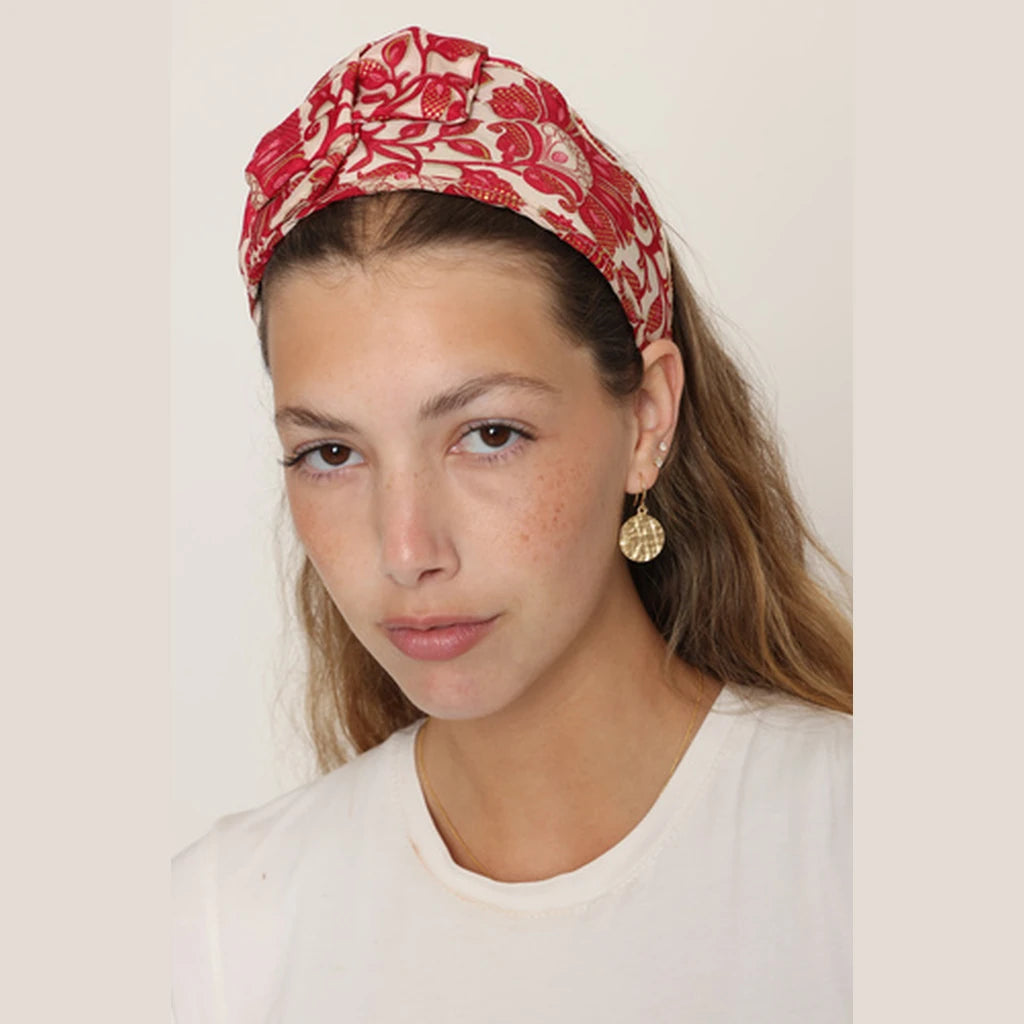 Red Paisley Bow Headband