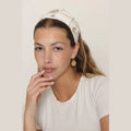 White Gold Paisley Bow Headband