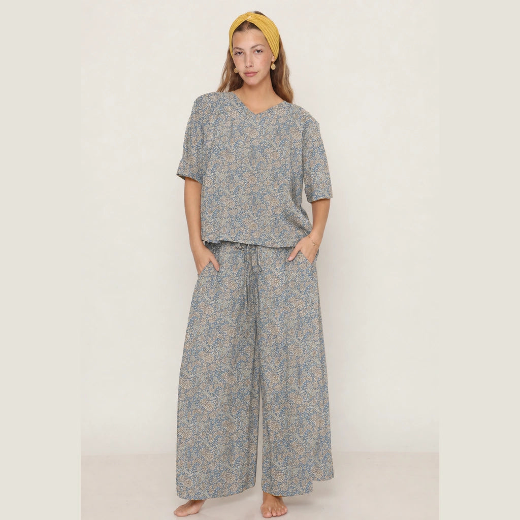 Paisley Wide-Leg Pants