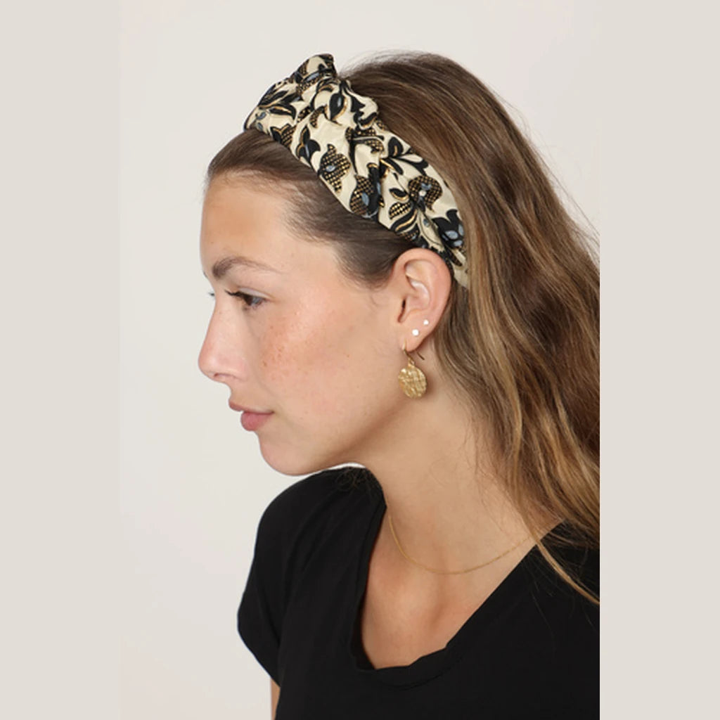 Black Paisley Ruched Headband