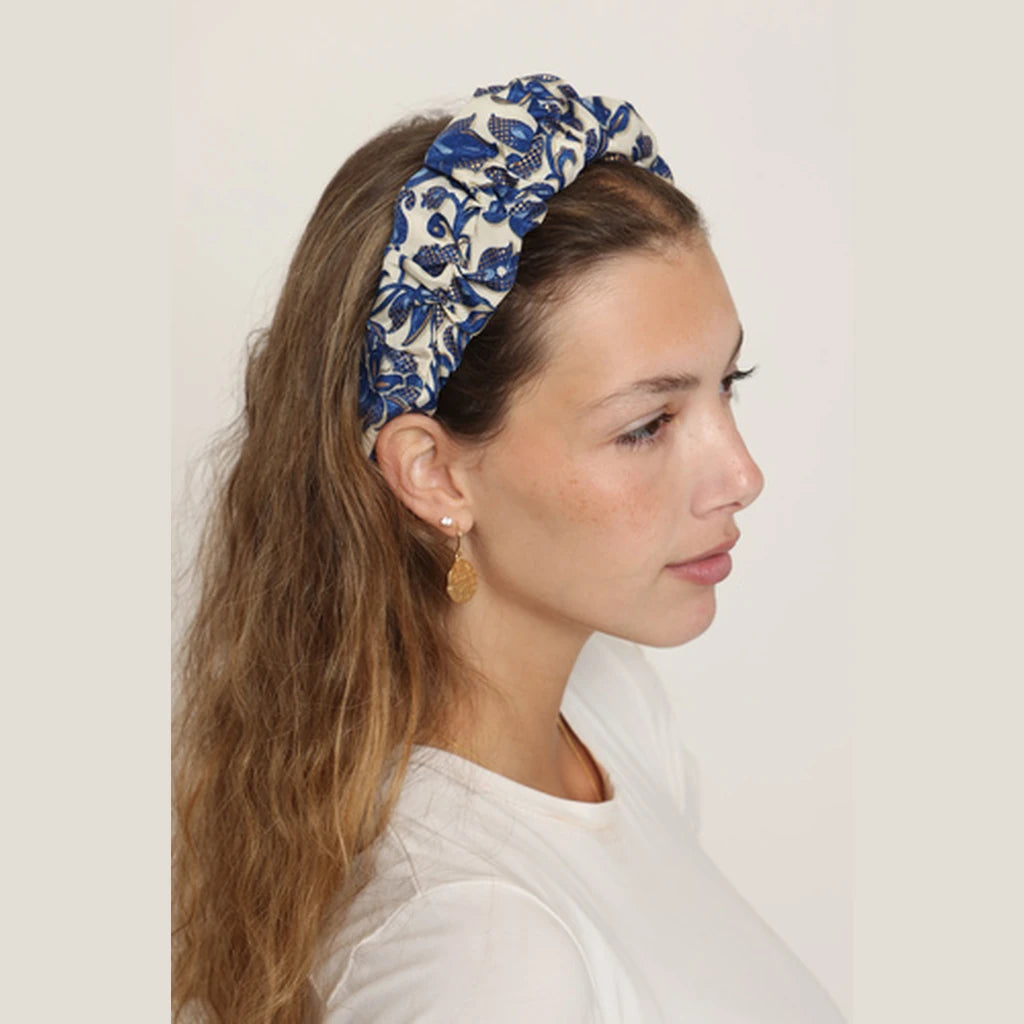 Blue Paisley Ruched Headband