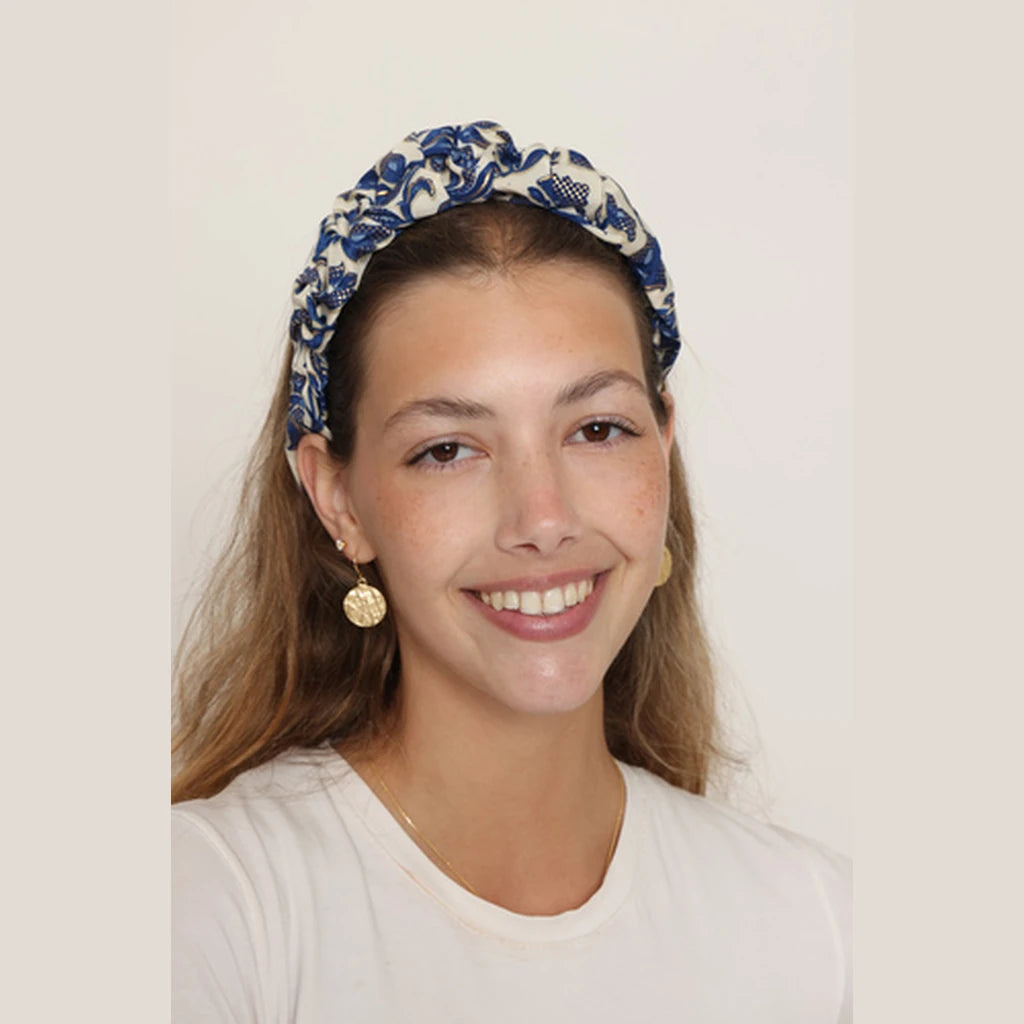 Blue Paisley Ruched Headband