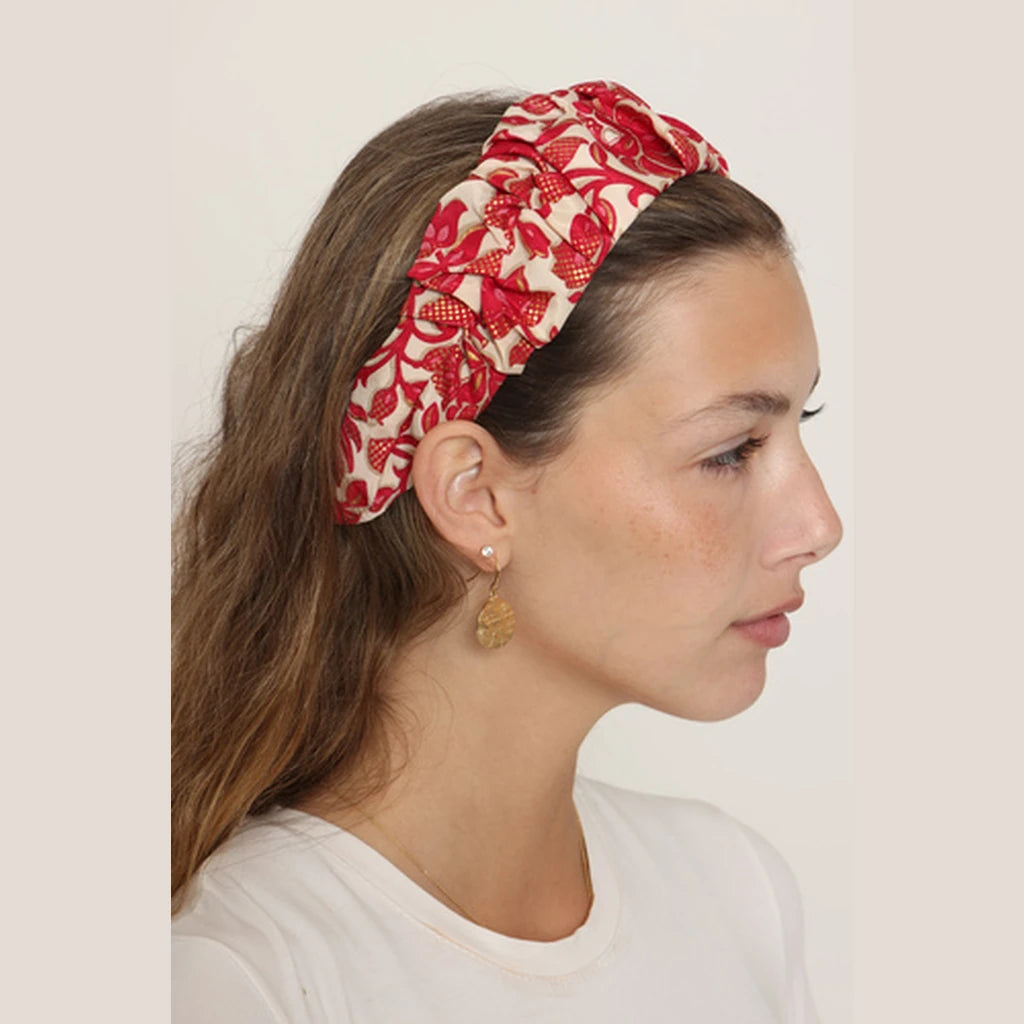 Red Paisley Ruched Headband