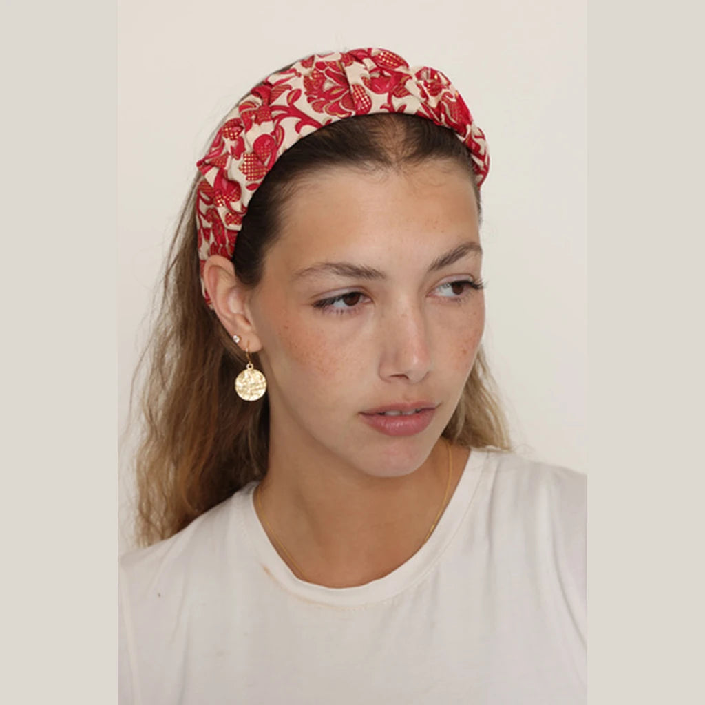Red Paisley Ruched Headband