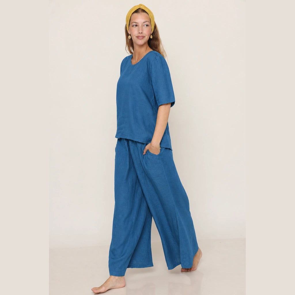 Blue Wide-Leg Pants
