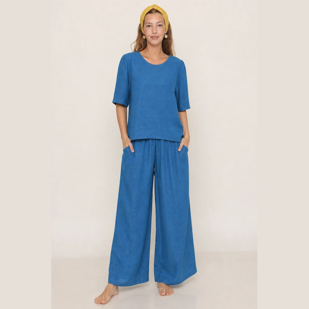 Blue Wide-Leg Pants