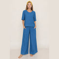 Blue Wide-Leg Pants