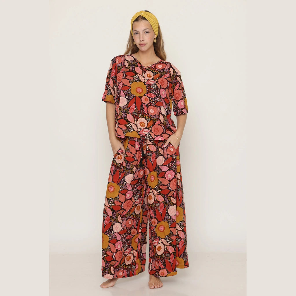 Pop Floral Wide-Leg Pants