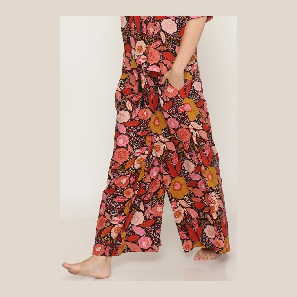 Pop Floral Wide-Leg Pants