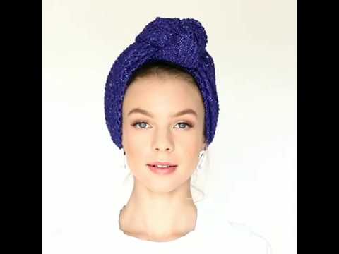 Partial & Full Coverage Knotted Lurex Turban Head Covering – Orange