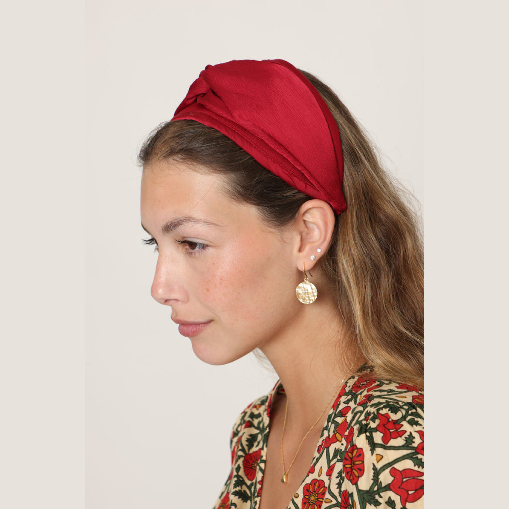 Red Satin Turban Headband