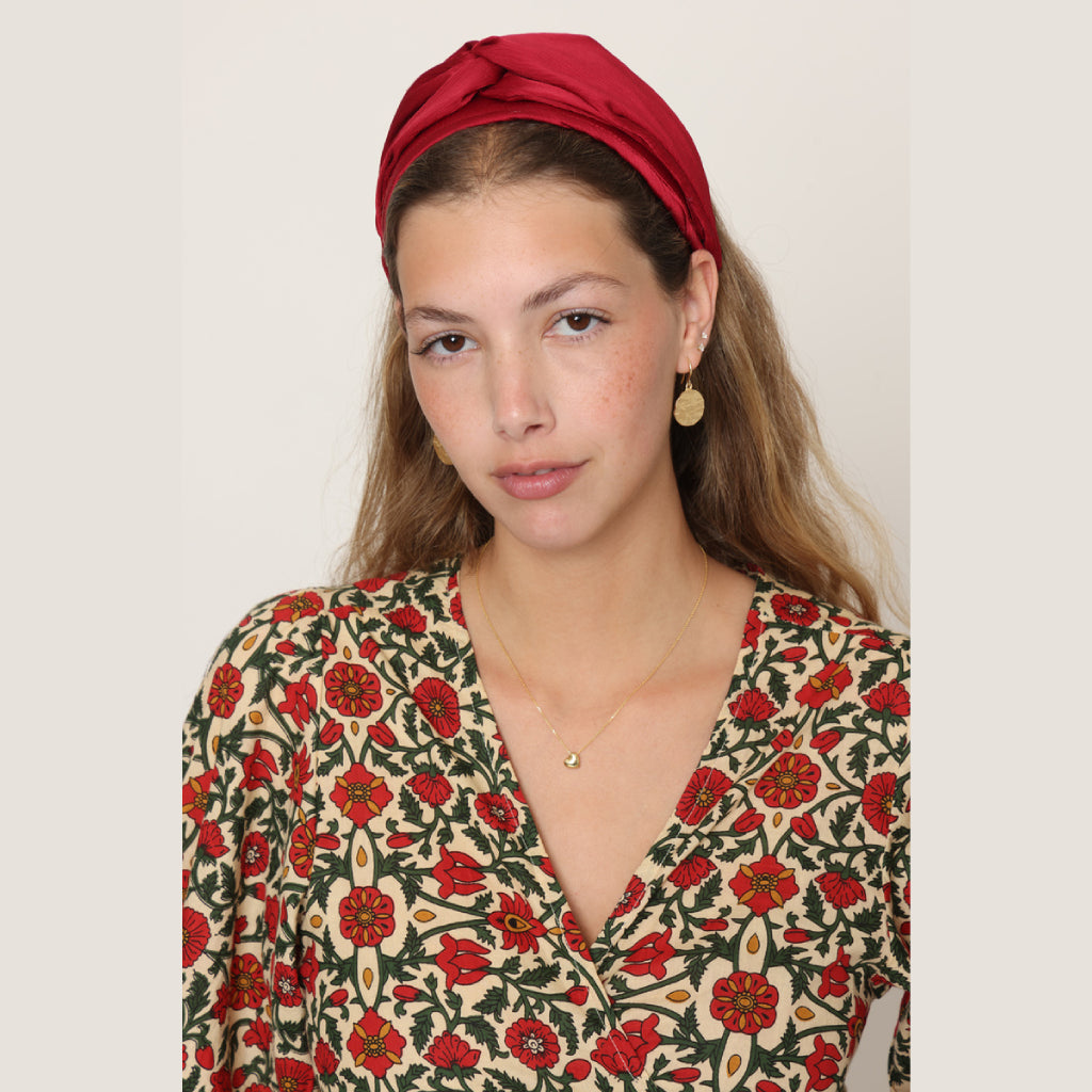 Red Satin Turban Headband