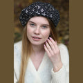 Black Denim Sequin Beret