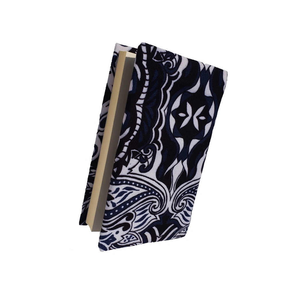 Navy Black & White Paisley Print Siddur Cover