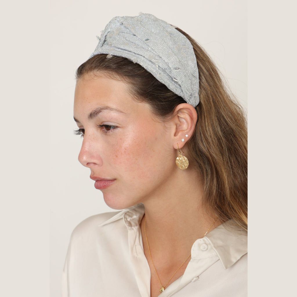 Silver Glitter Turban Headband