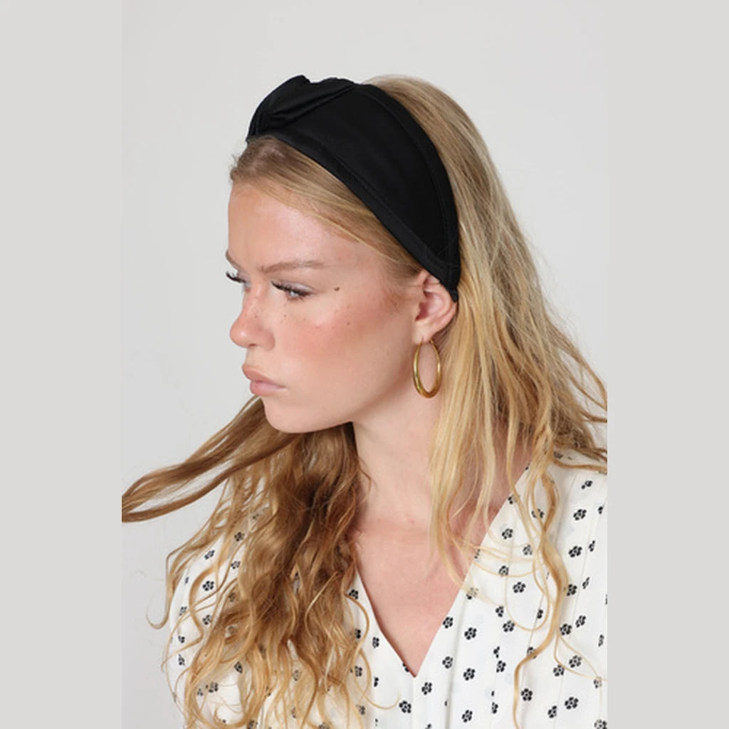 Small Black Satin Bow Headband