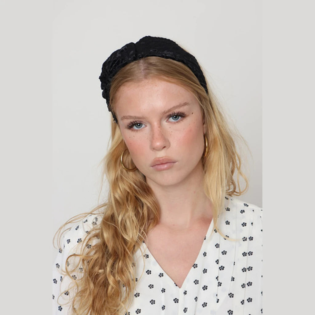 Small Black Velvet Bow Headband