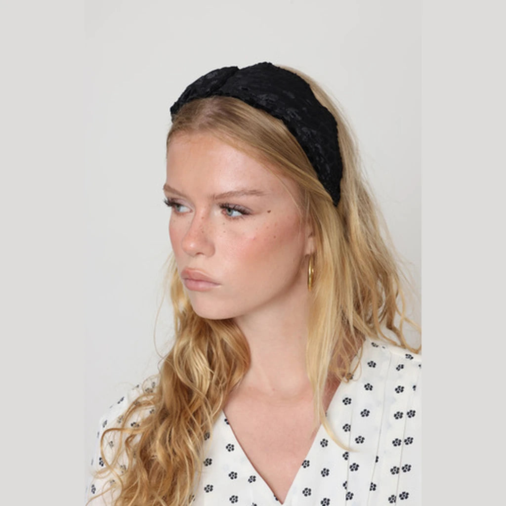 Small Black Velvet Bow Headband