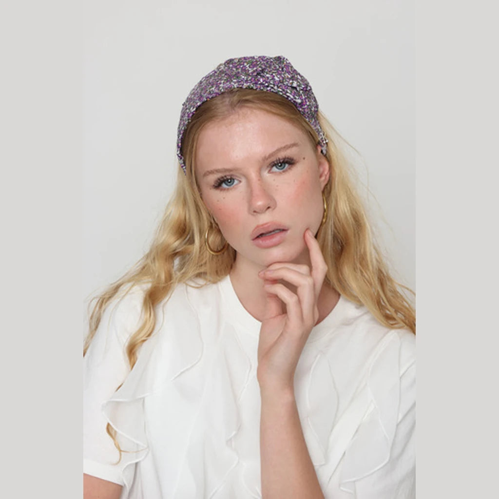 Small Purple Sequin Bow Headband