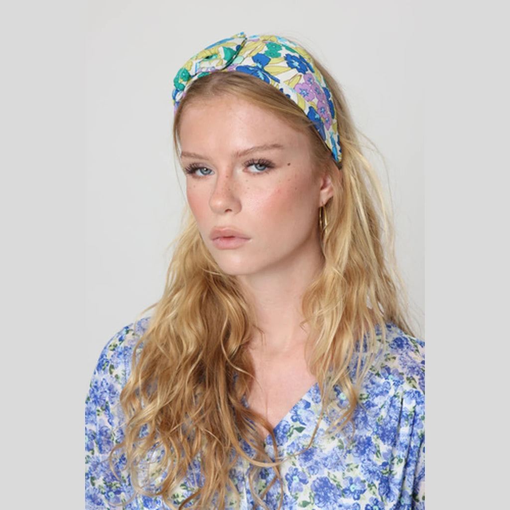 Small Turquoise Floral Bow Headband
