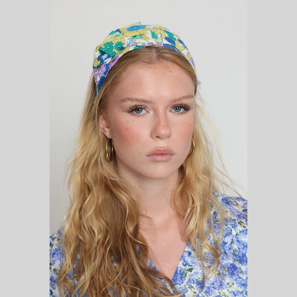 Small Turquoise Floral Bow Headband