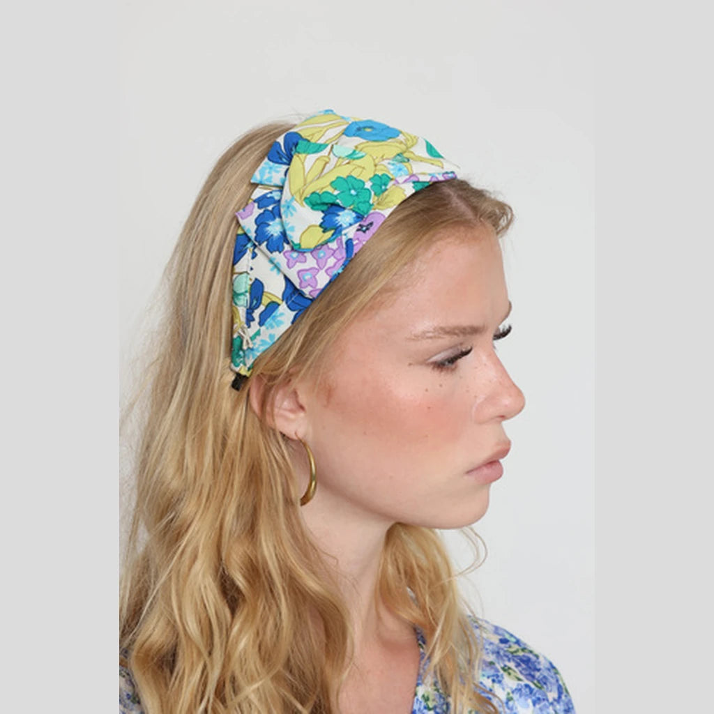 Small Turquoise Floral Bow Headband