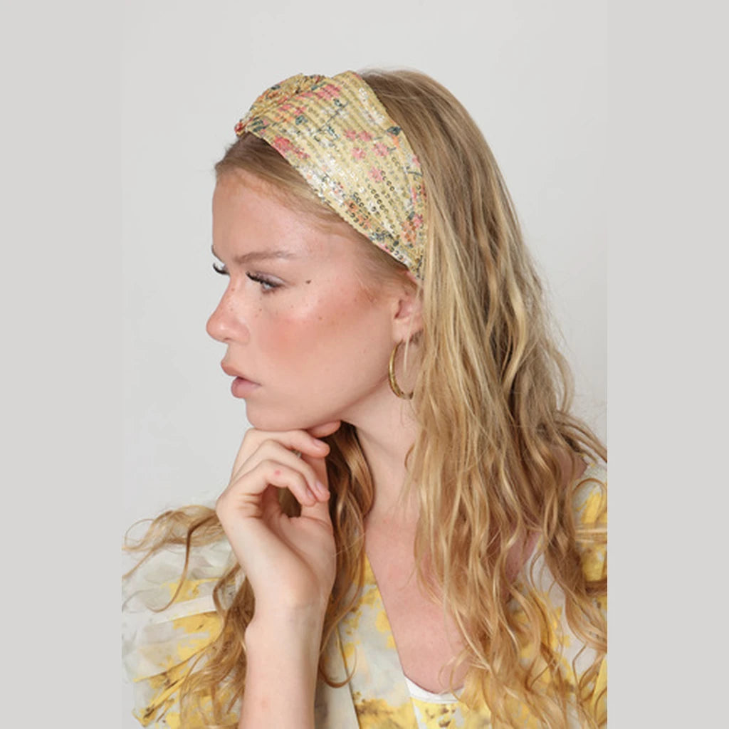 Small Yellow Sequin Bow Headband