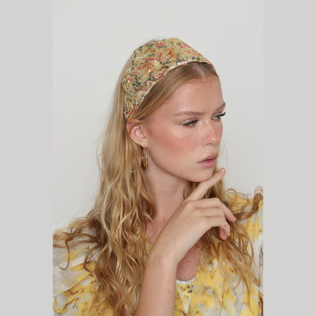 Small Yellow Sequin Bow Headband