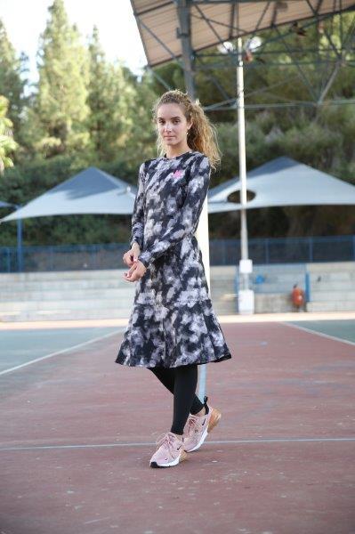 Printed Long Sleeve Sports Dress