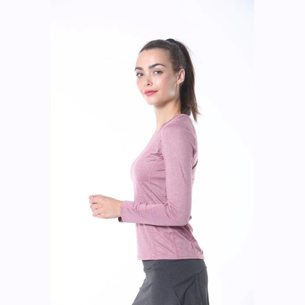 Dark Pink Long Sleeve Sports Top