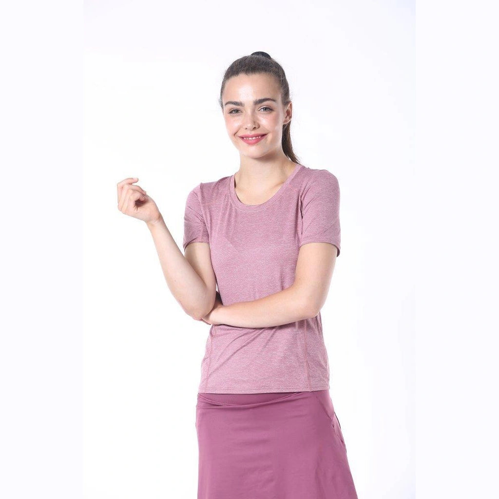 Dark Pink Short Sleeve Sports Top
