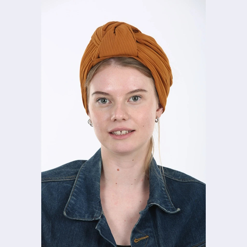 Brown Jersey Partial / Full Coverage Turban Headwrap with Volume