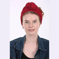 Red Knit Partial / Full Coverage Turban Headwrap with Volume