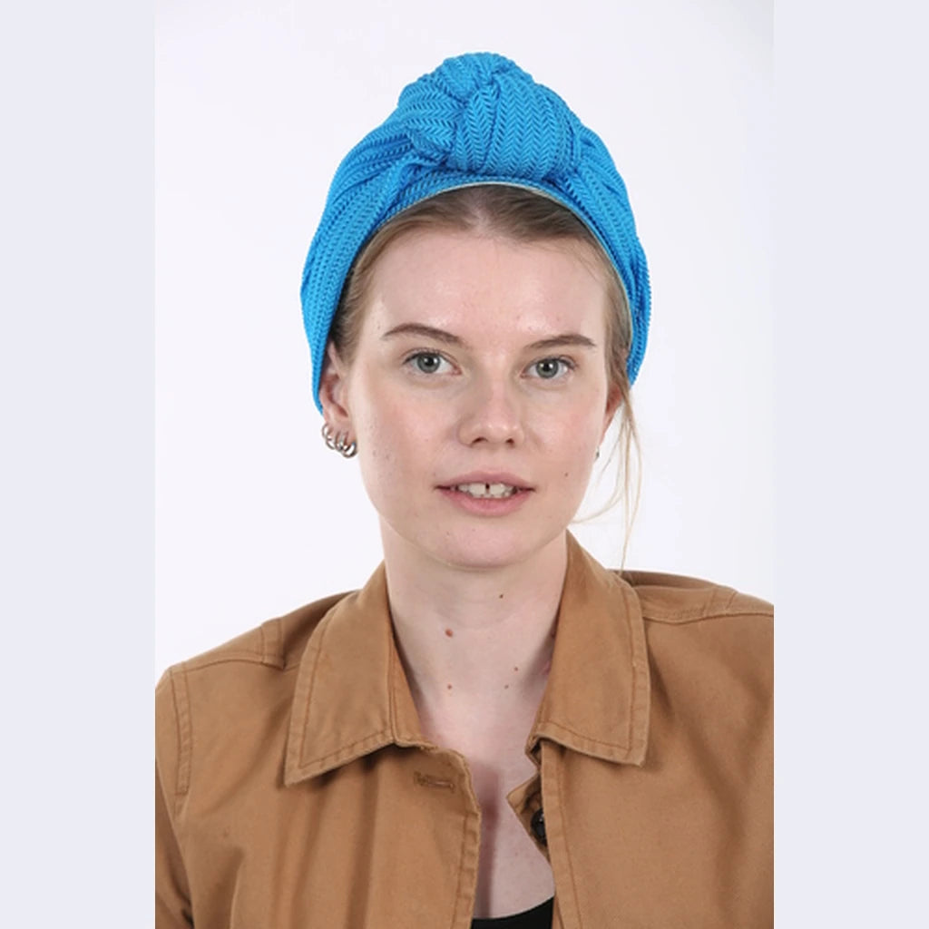 Turquoise Knit Partial / Full Coverage Turban Headwrap with Volume
