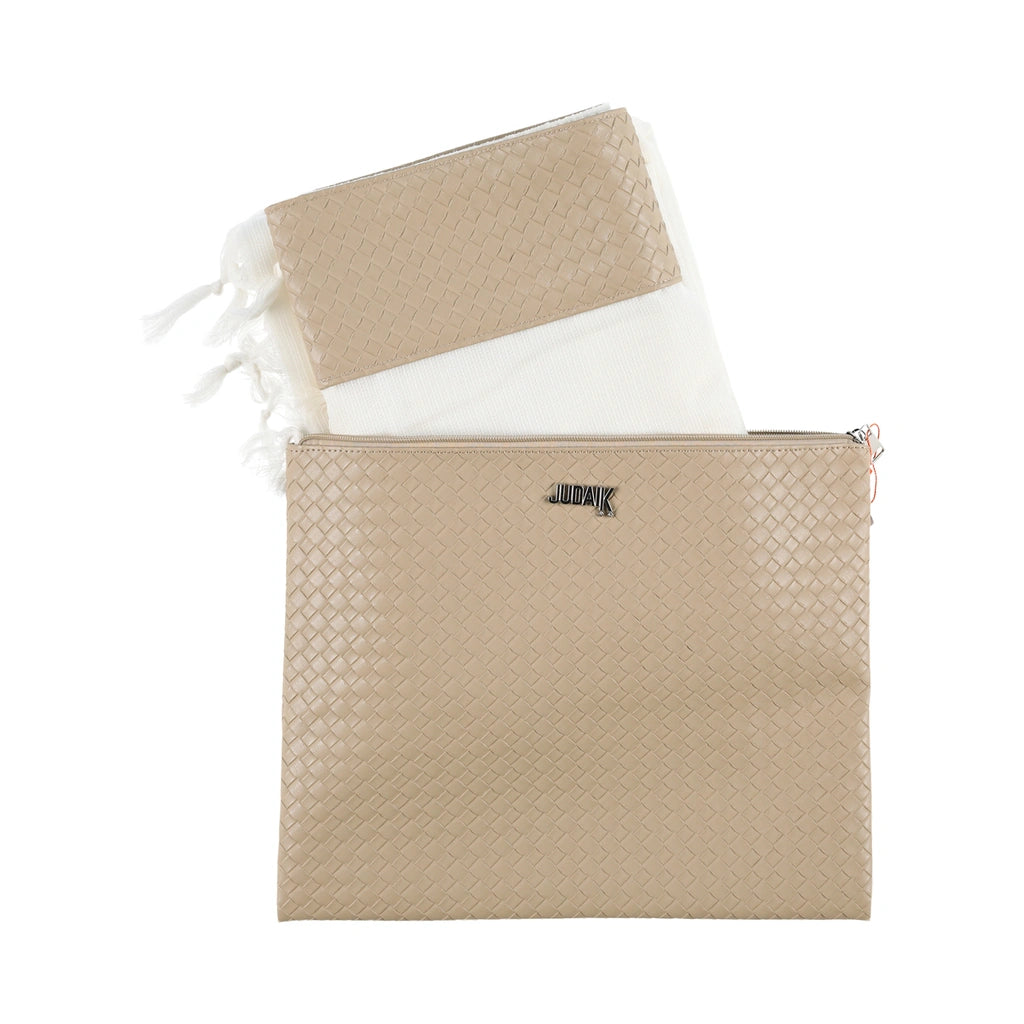 Blue Label Beige 3D Faux Leather Tallit Bag
